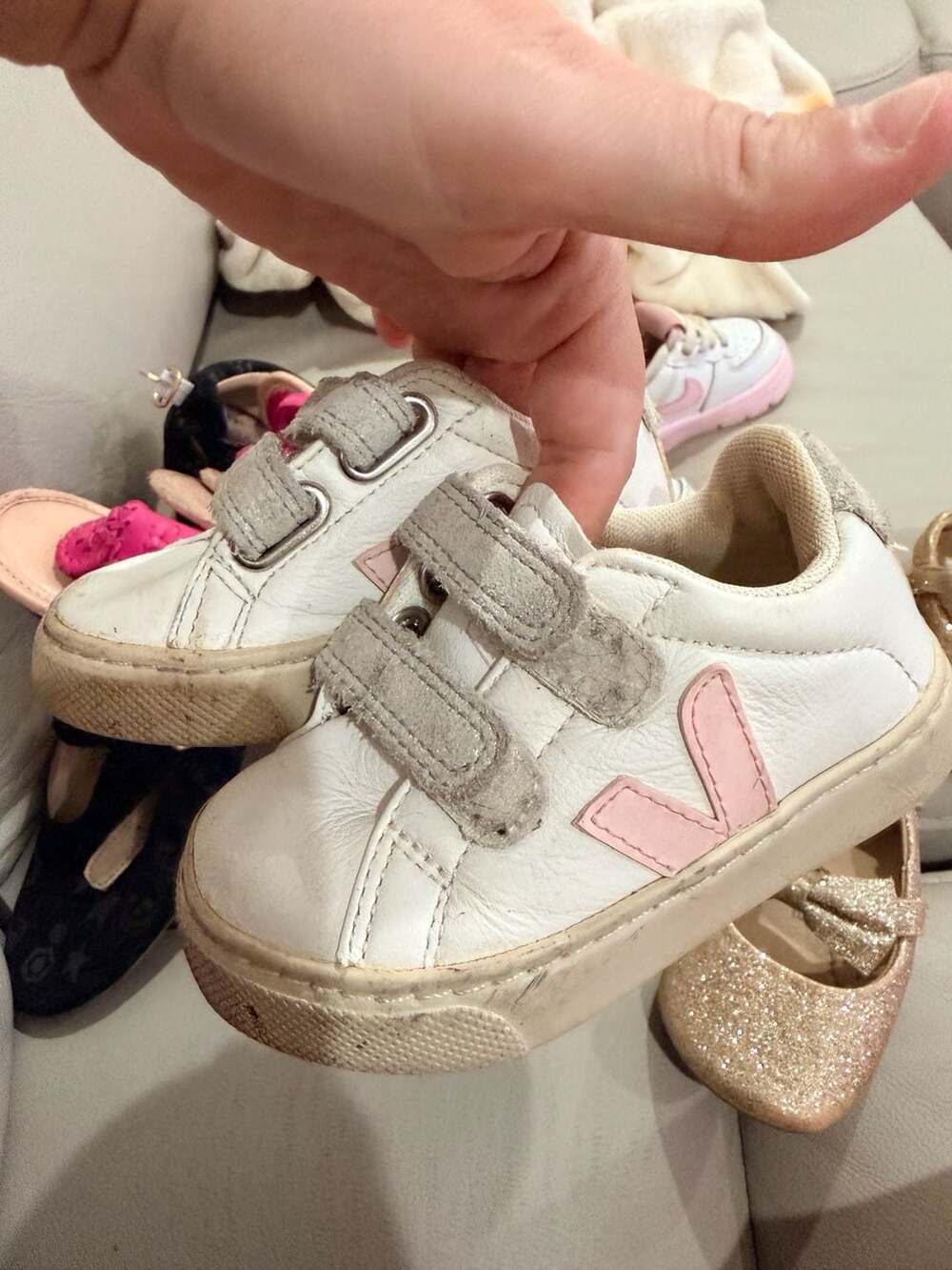 Veja Esplar Leather Sneakers Size 5.5 White Pink